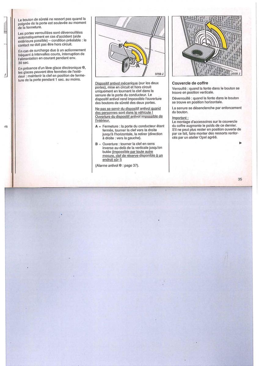 Opel Calibra manuel du proprietaire / page 35