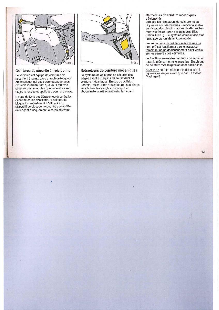 Opel Calibra manuel du proprietaire / page 43