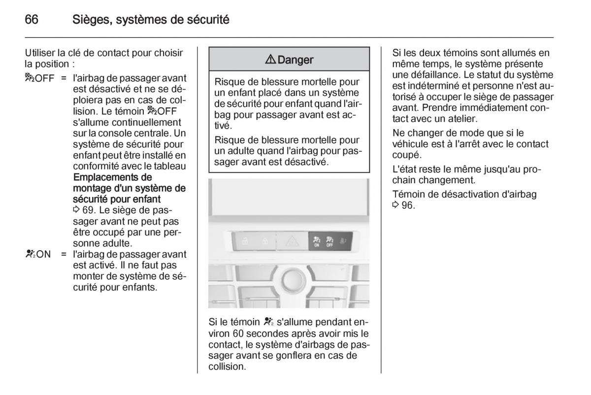 Opel Cascada Cabrio manuel du proprietaire / page 68