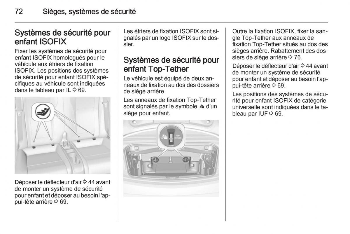 Opel Cascada Cabrio manuel du proprietaire / page 74