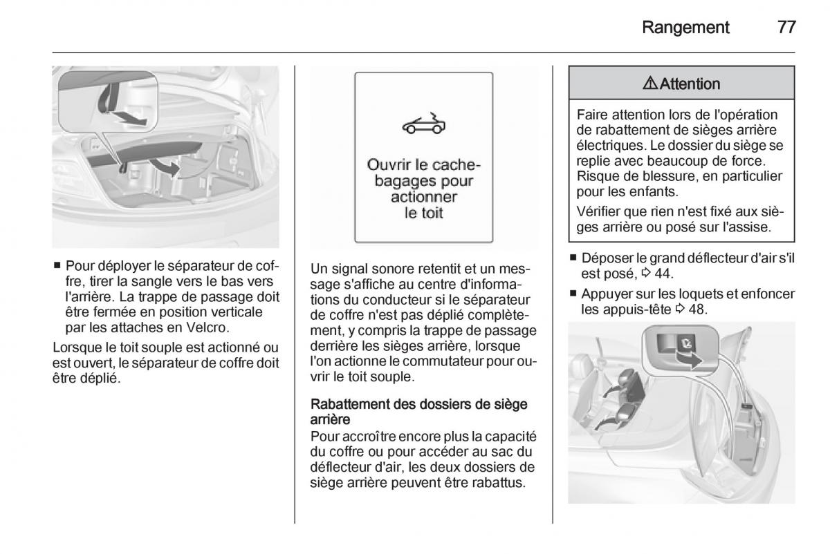 Opel Cascada Cabrio manuel du proprietaire / page 79