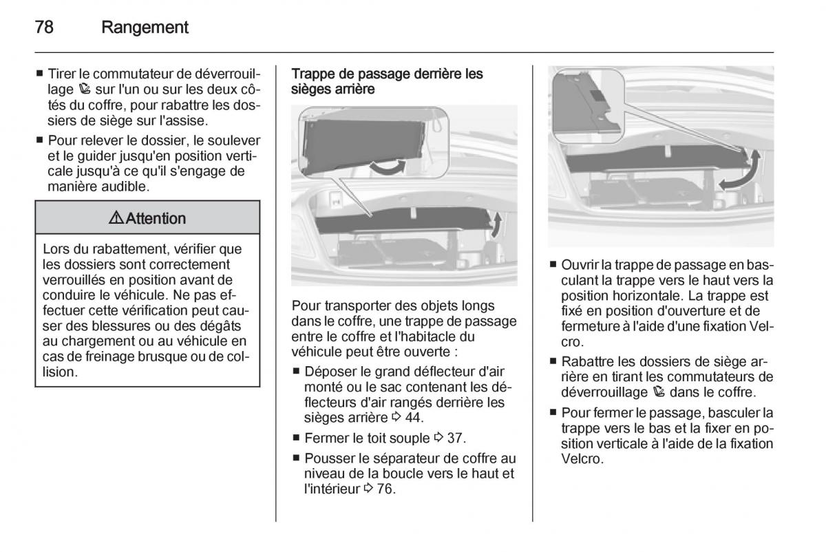 Opel Cascada Cabrio manuel du proprietaire / page 80