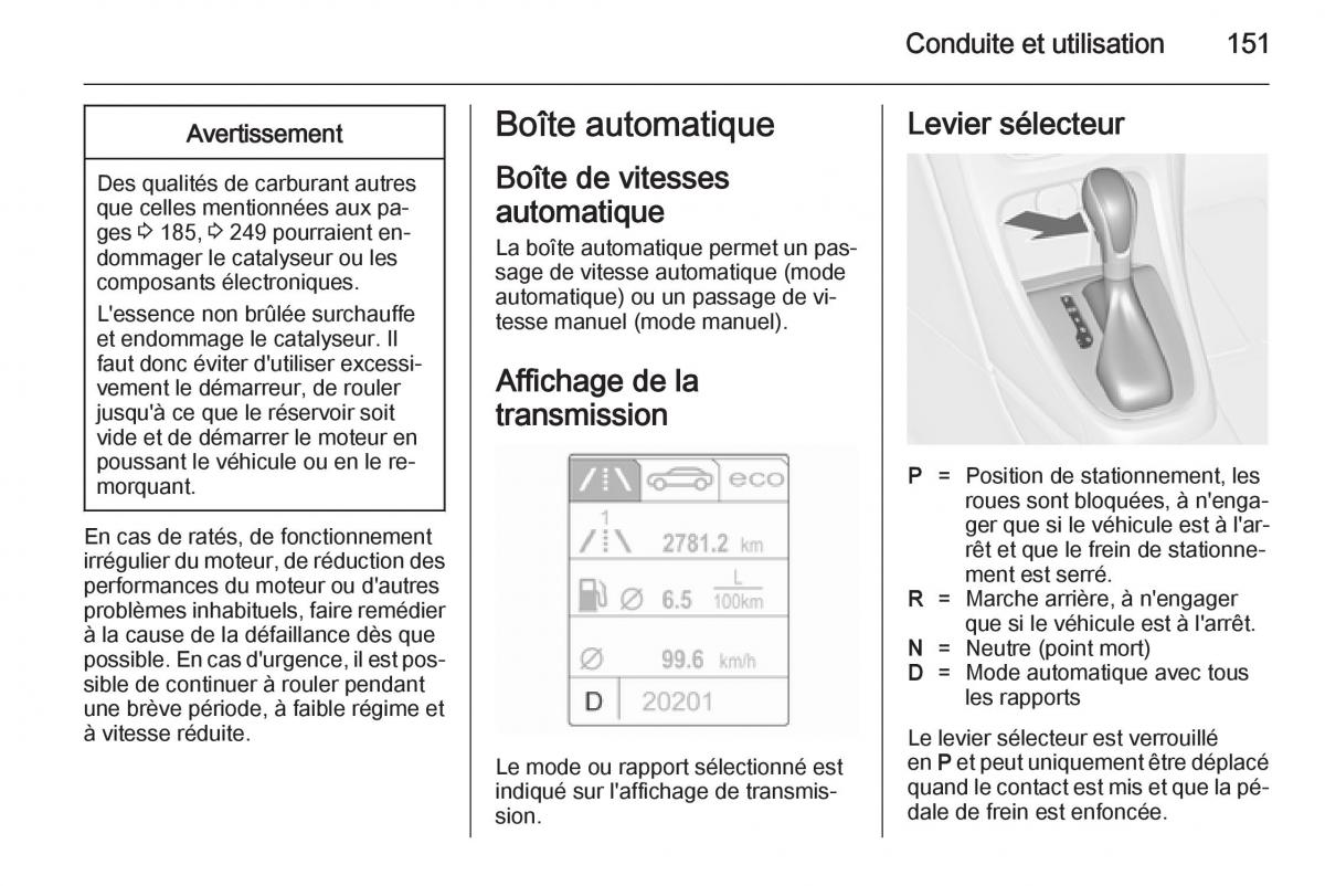 Opel Cascada Cabrio manuel du proprietaire / page 153