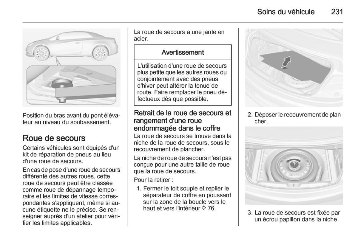 Opel Cascada Cabrio manuel du proprietaire / page 233