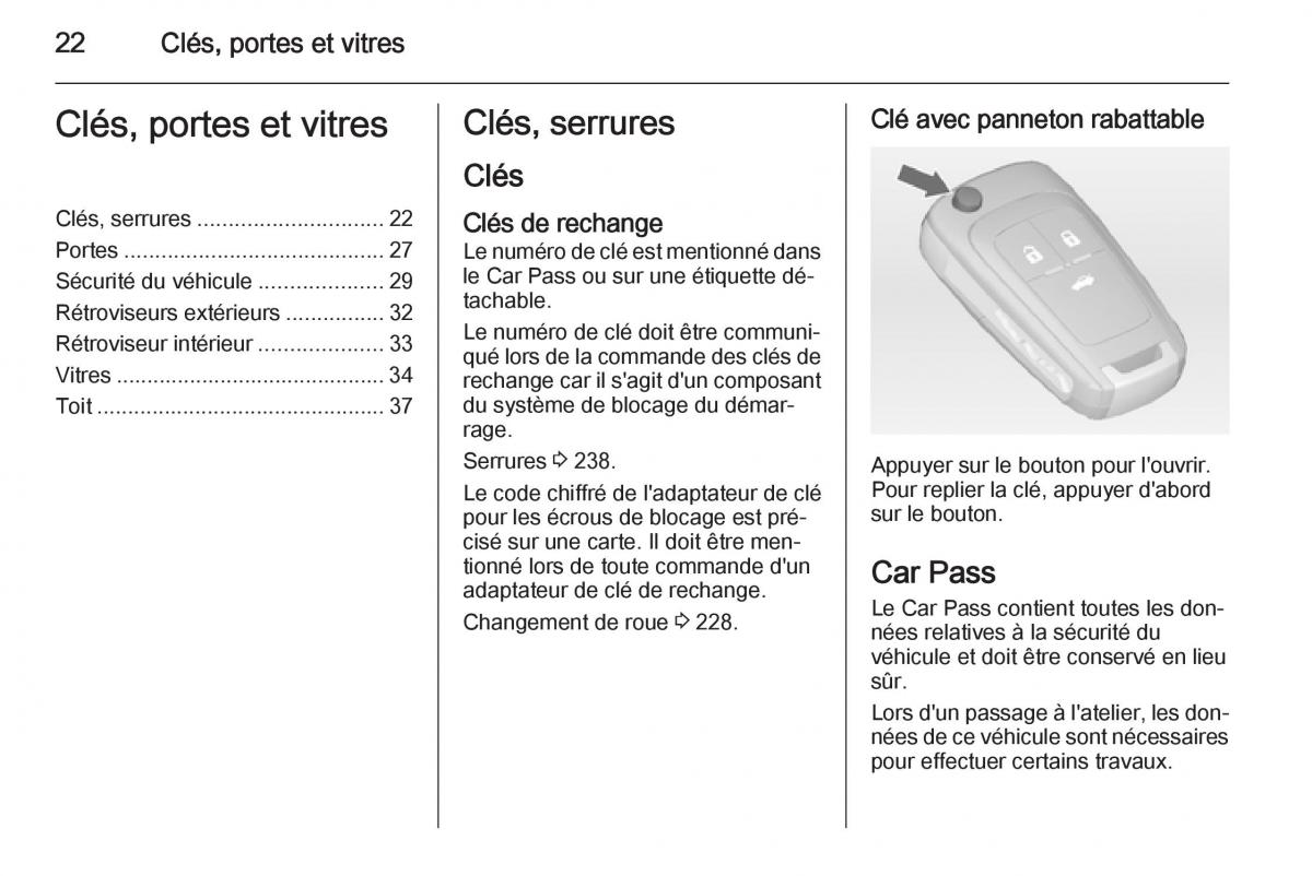 Opel Cascada Cabrio manuel du proprietaire / page 24