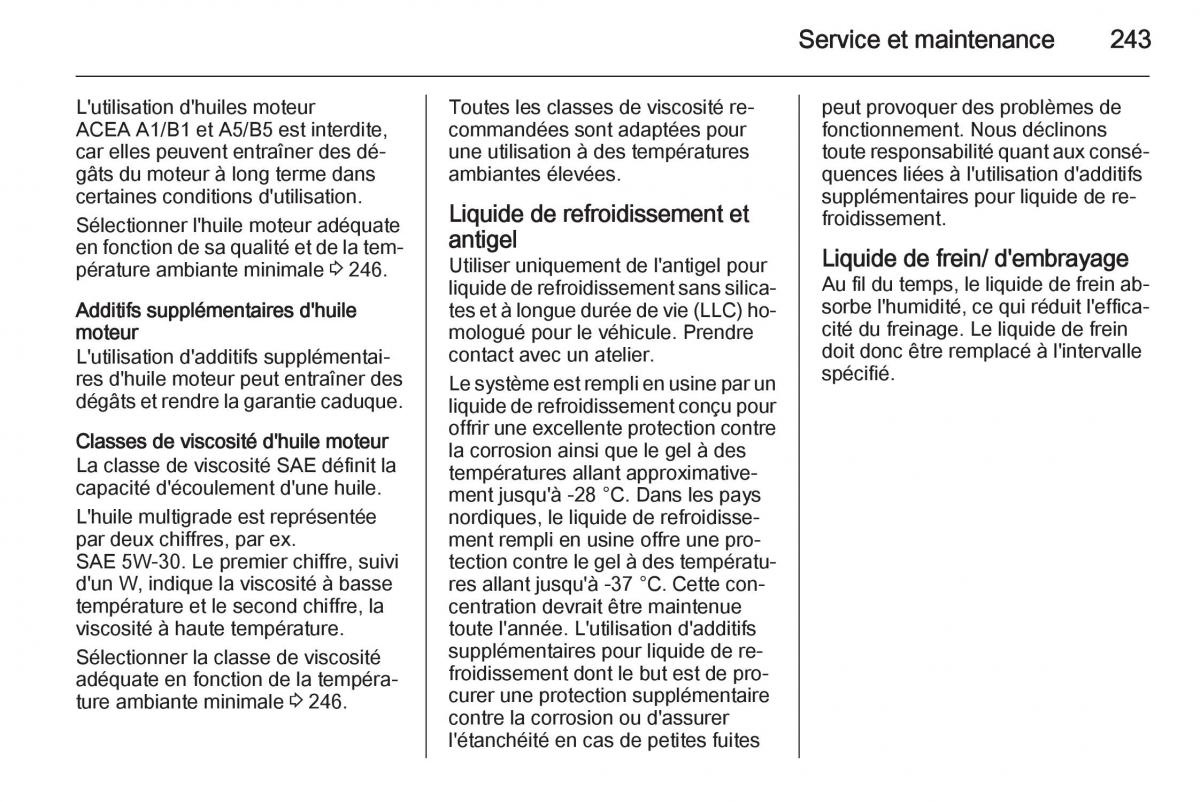 Opel Cascada Cabrio manuel du proprietaire / page 245