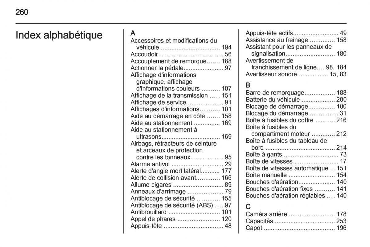 Opel Cascada Cabrio manuel du proprietaire / page 262