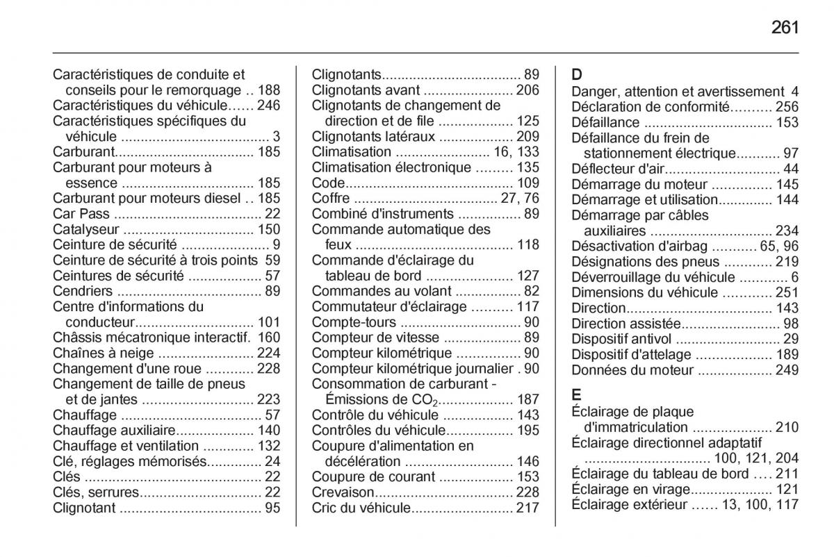 Opel Cascada Cabrio manuel du proprietaire / page 263