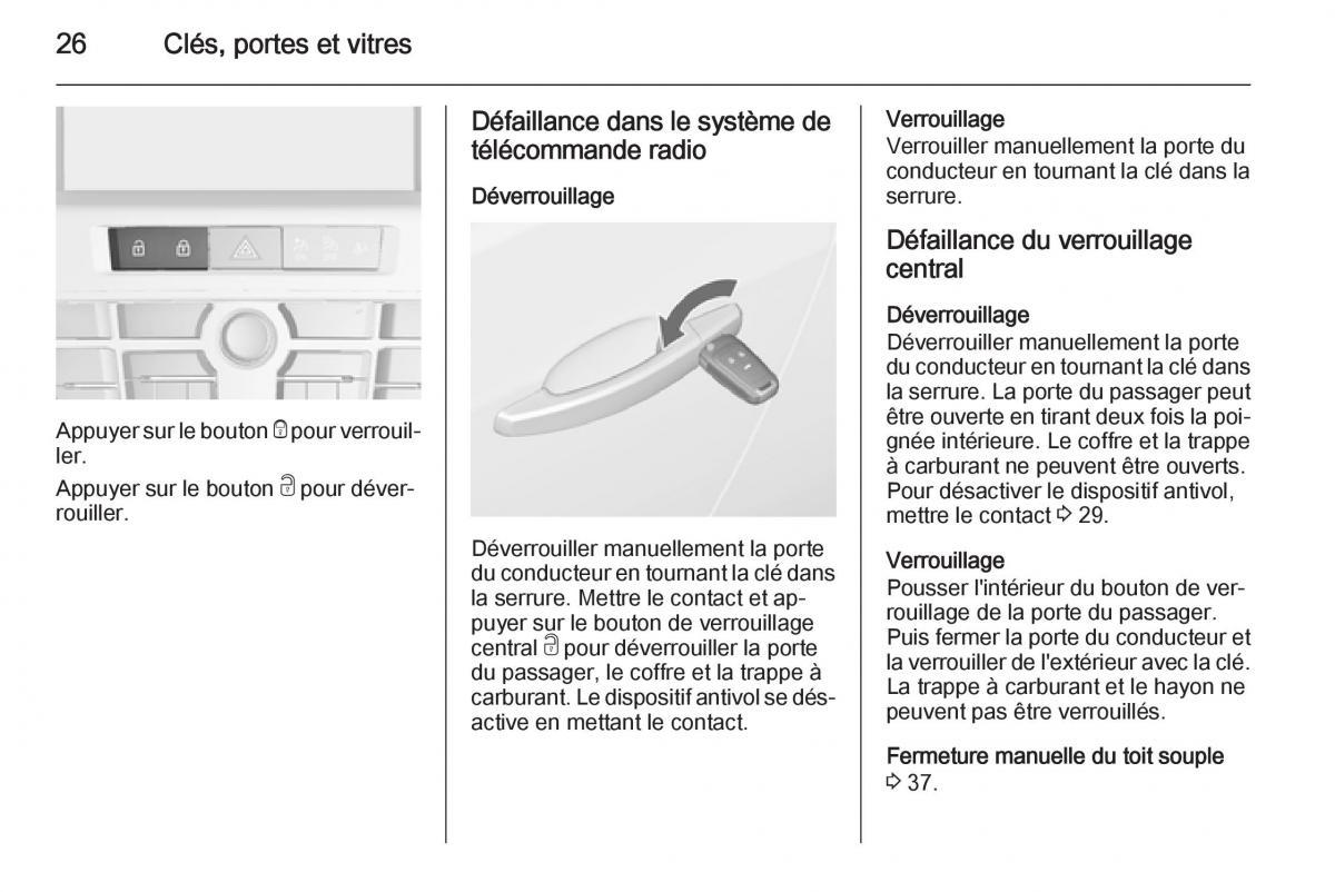 Opel Cascada Cabrio manuel du proprietaire / page 28