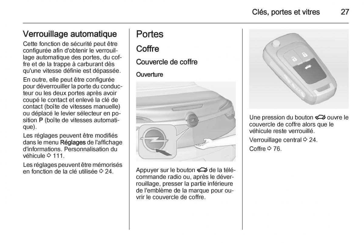 Opel Cascada Cabrio manuel du proprietaire / page 29