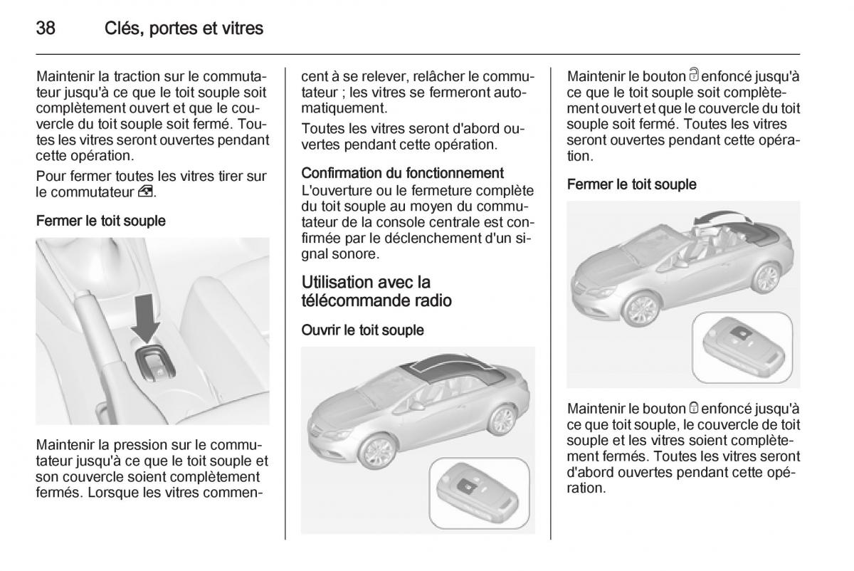 Opel Cascada Cabrio manuel du proprietaire / page 40