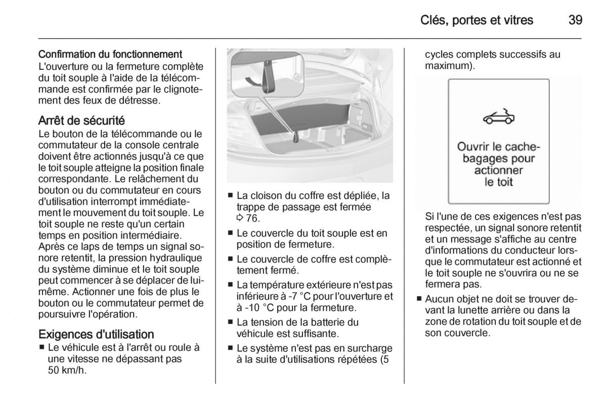 Opel Cascada Cabrio manuel du proprietaire / page 41