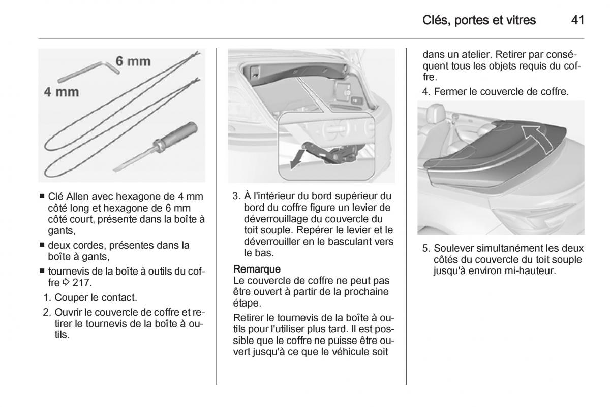 Opel Cascada Cabrio manuel du proprietaire / page 43