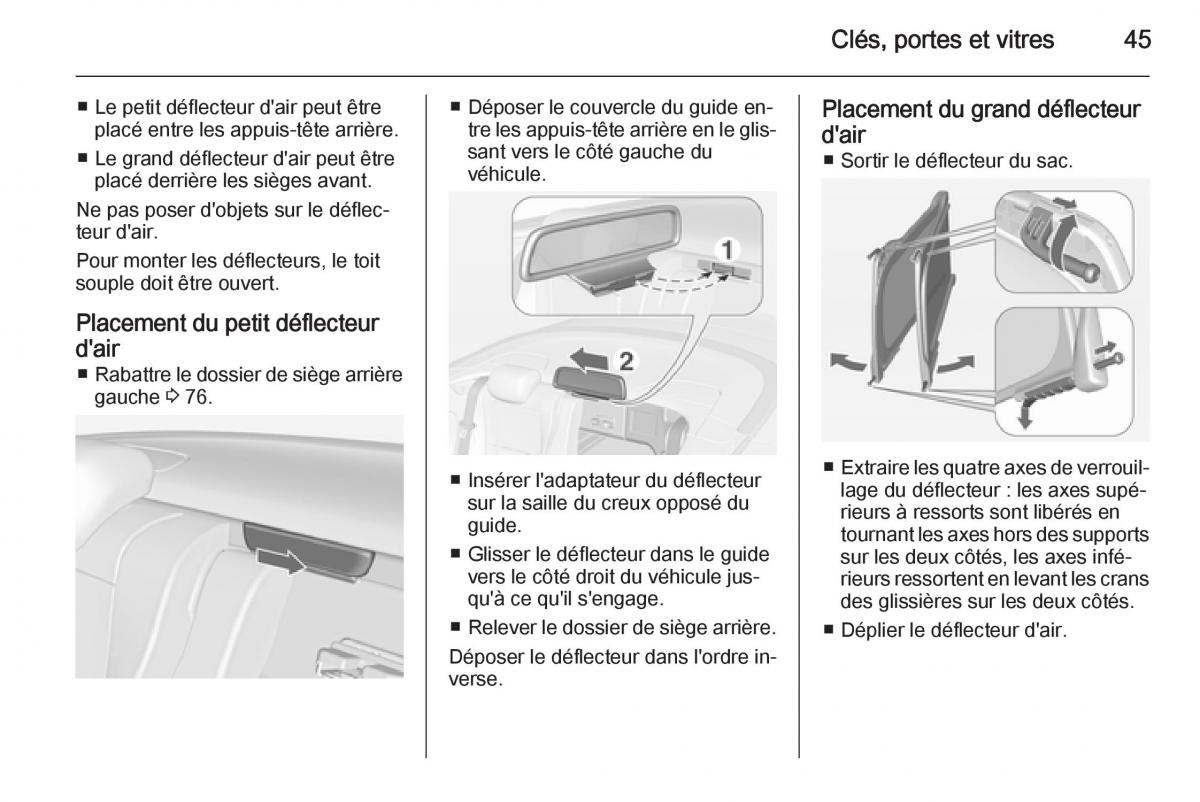 Opel Cascada Cabrio manuel du proprietaire / page 47