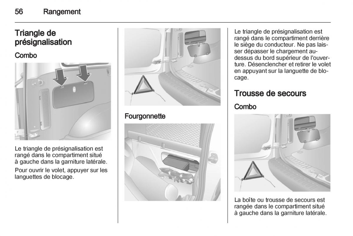 Opel Combo C manuel du proprietaire / page 56