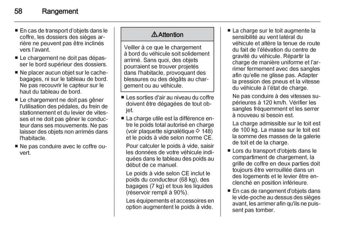 Opel Combo C manuel du proprietaire / page 58