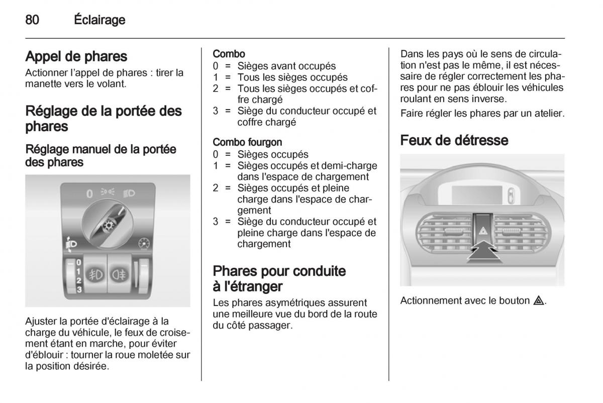 Opel Combo C manuel du proprietaire / page 80