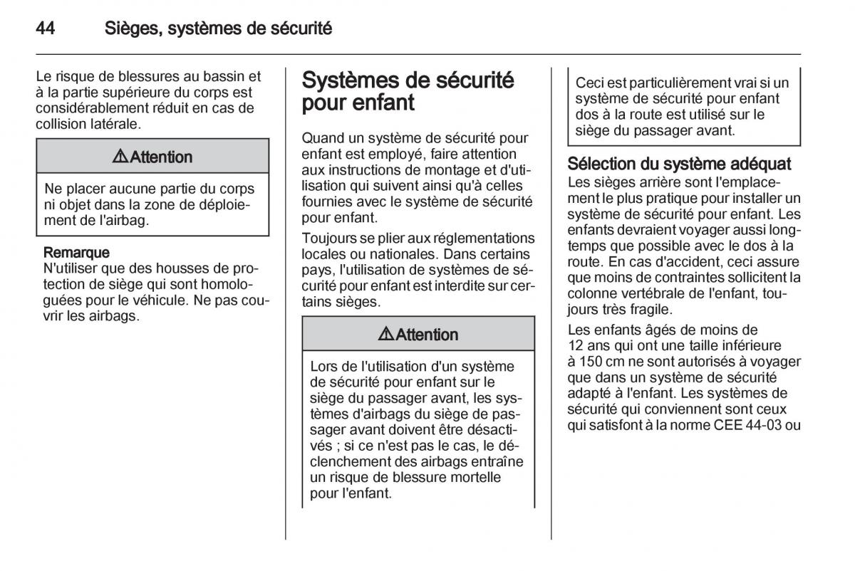 Opel Combo C manuel du proprietaire / page 44