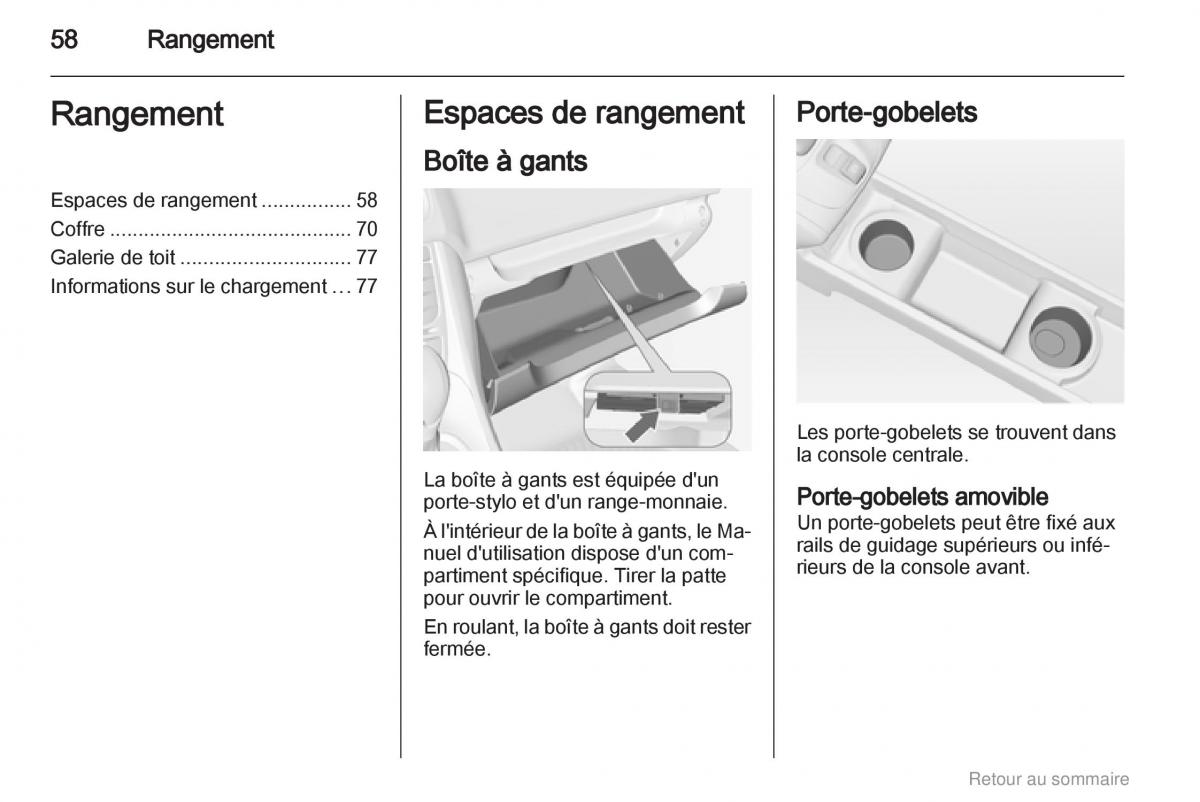 Opel Meriva B manuel du proprietaire / page 58