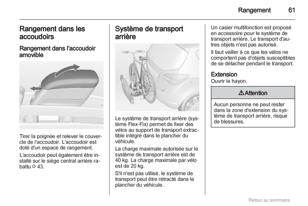 Opel Meriva B manuel du proprietaire / page 61