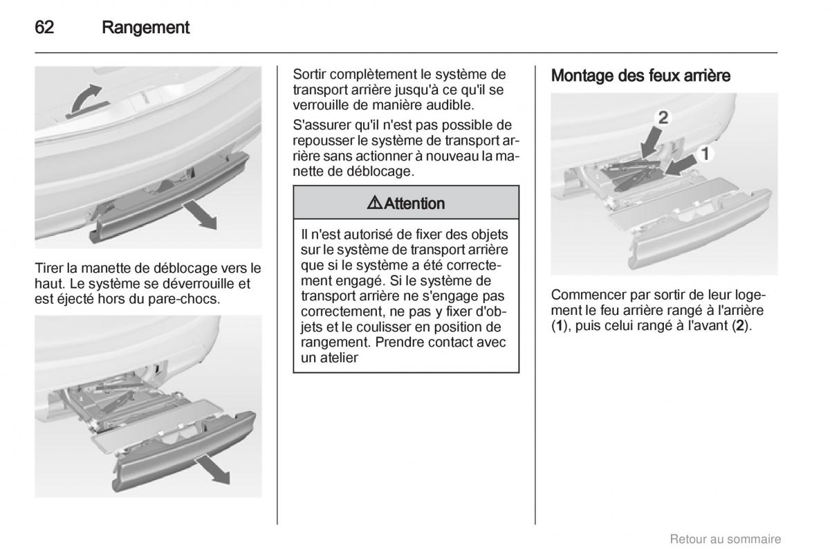 Opel Meriva B manuel du proprietaire / page 62