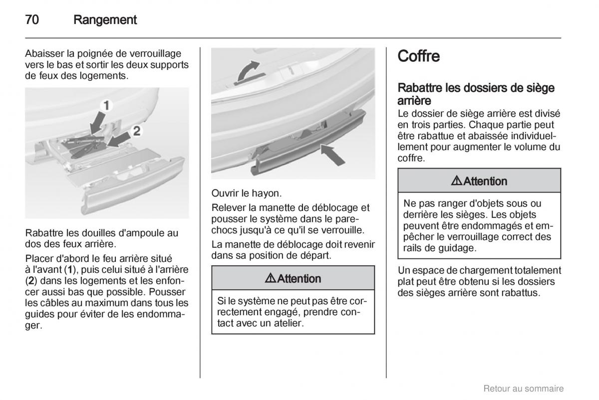 Opel Meriva B manuel du proprietaire / page 70