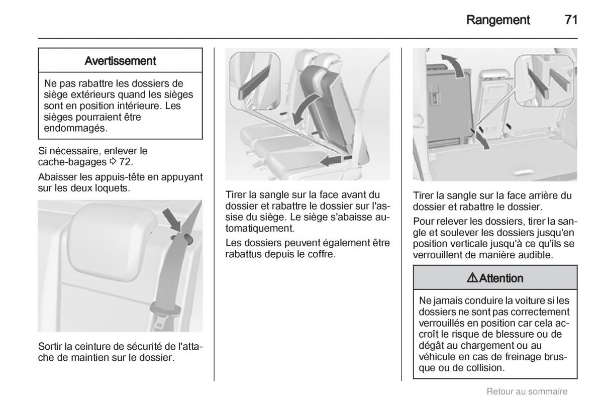 Opel Meriva B manuel du proprietaire / page 71