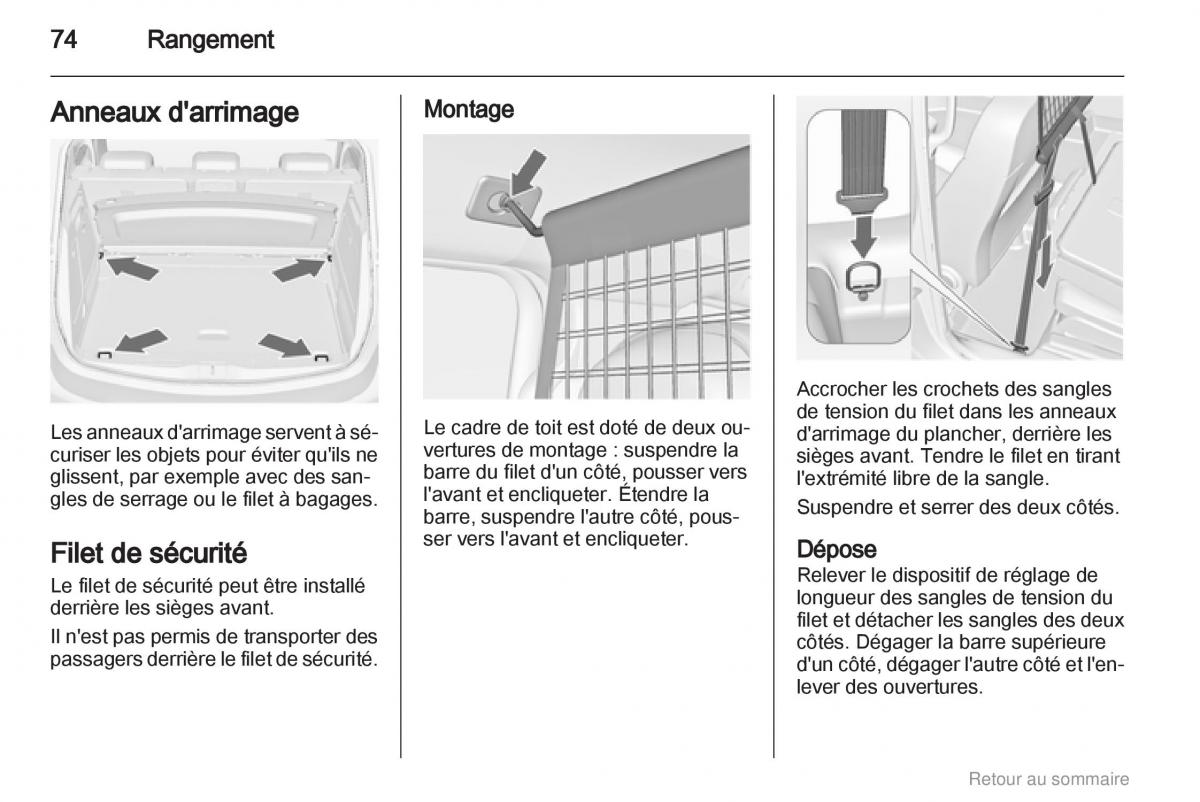 Opel Meriva B manuel du proprietaire / page 74