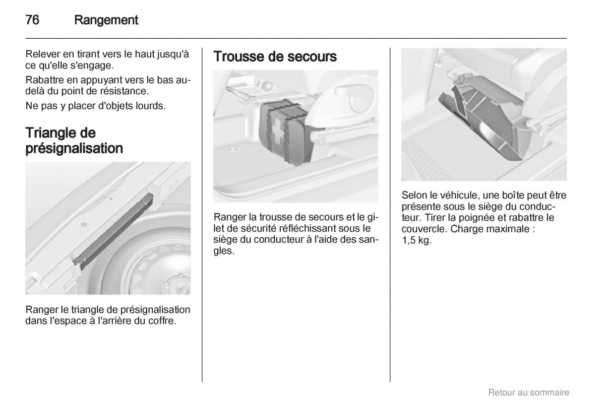 Opel Meriva B manuel du proprietaire / page 76