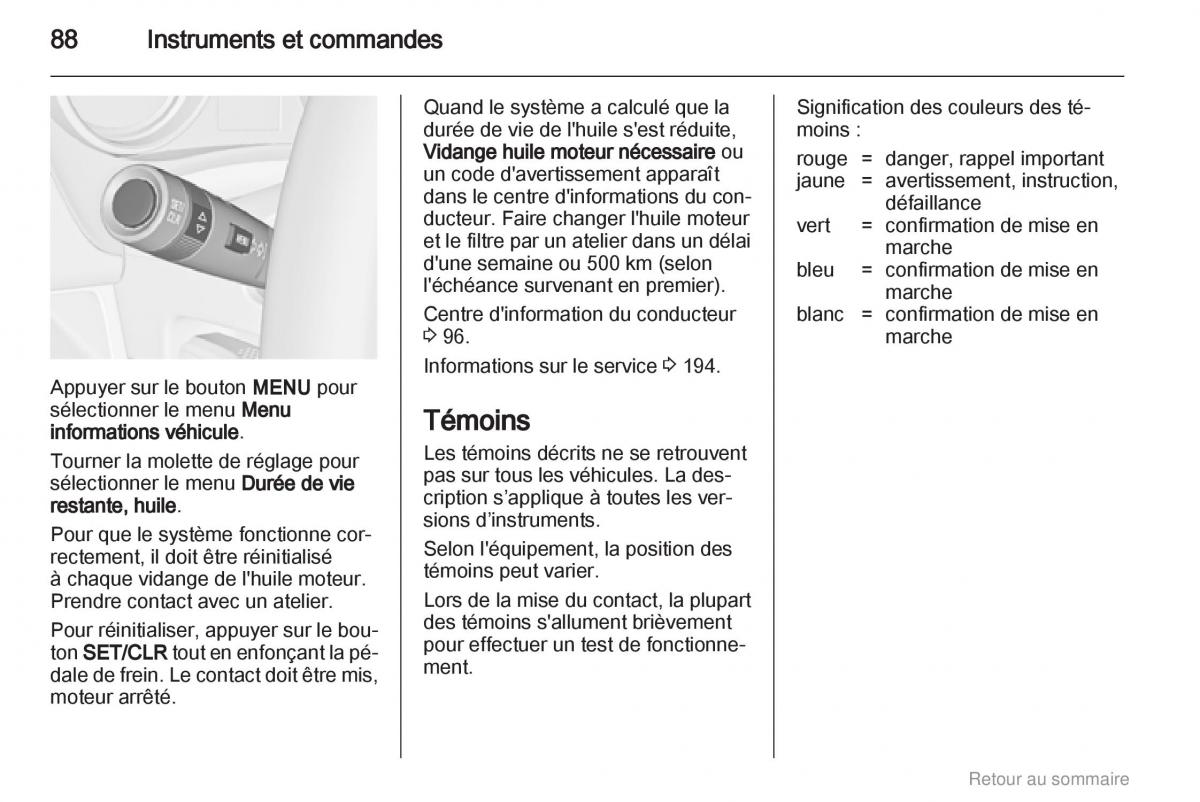 Opel Meriva B manuel du proprietaire / page 88