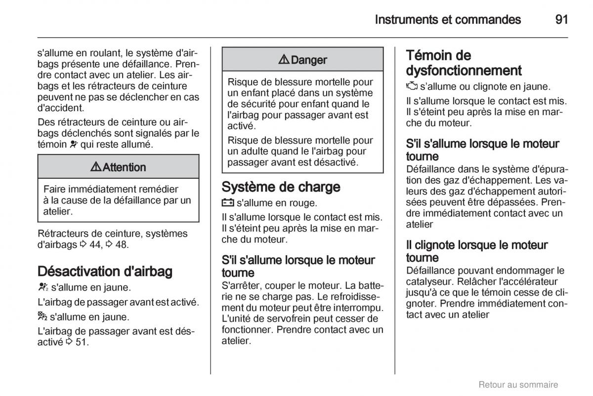 Opel Meriva B manuel du proprietaire / page 91