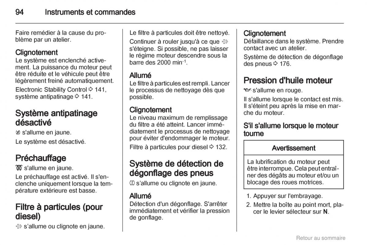 Opel Meriva B manuel du proprietaire / page 94