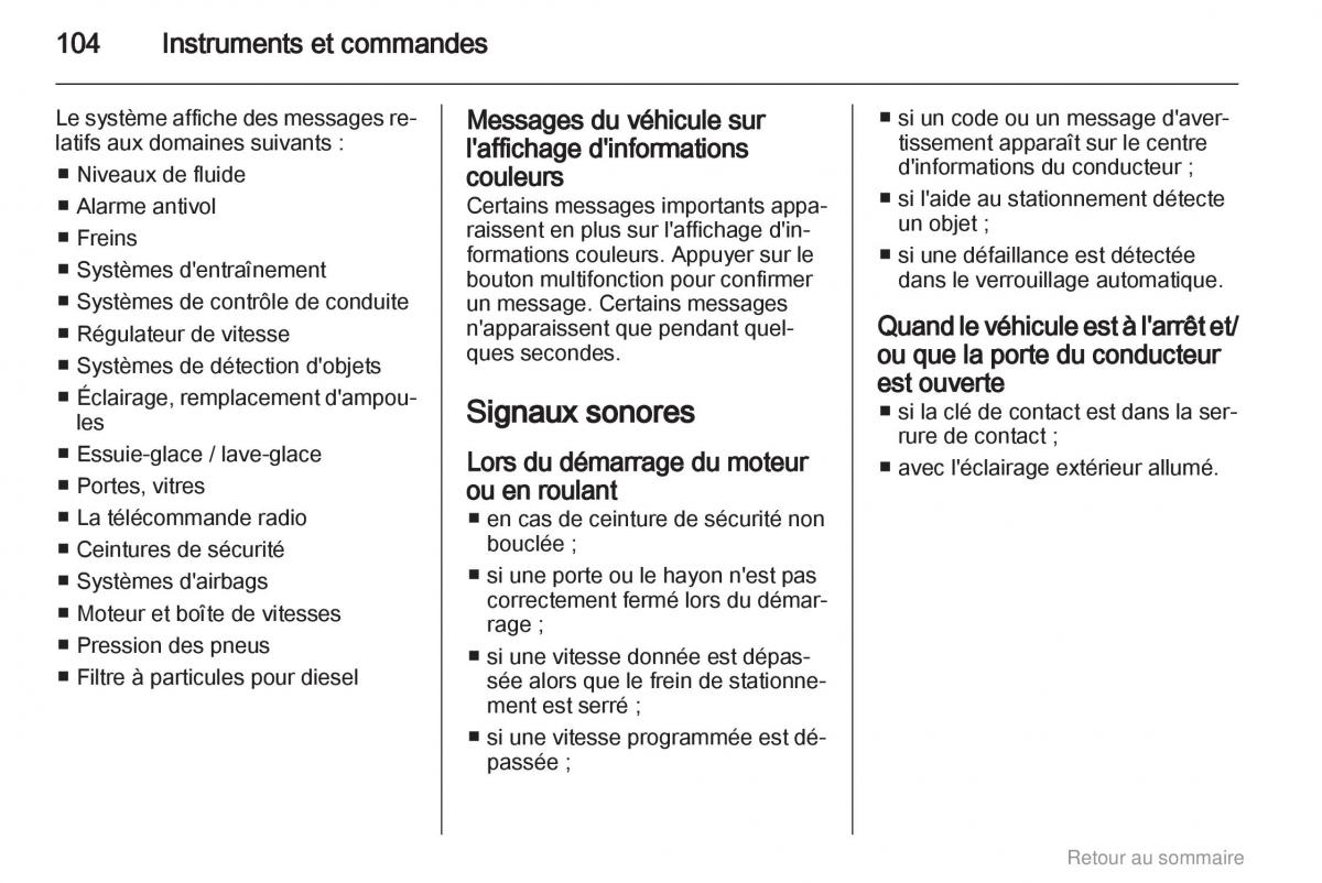 Opel Meriva B manuel du proprietaire / page 104