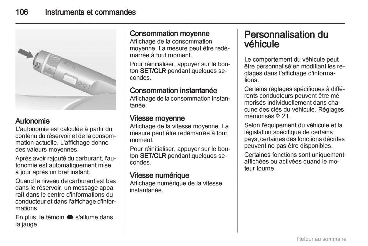 Opel Meriva B manuel du proprietaire / page 106