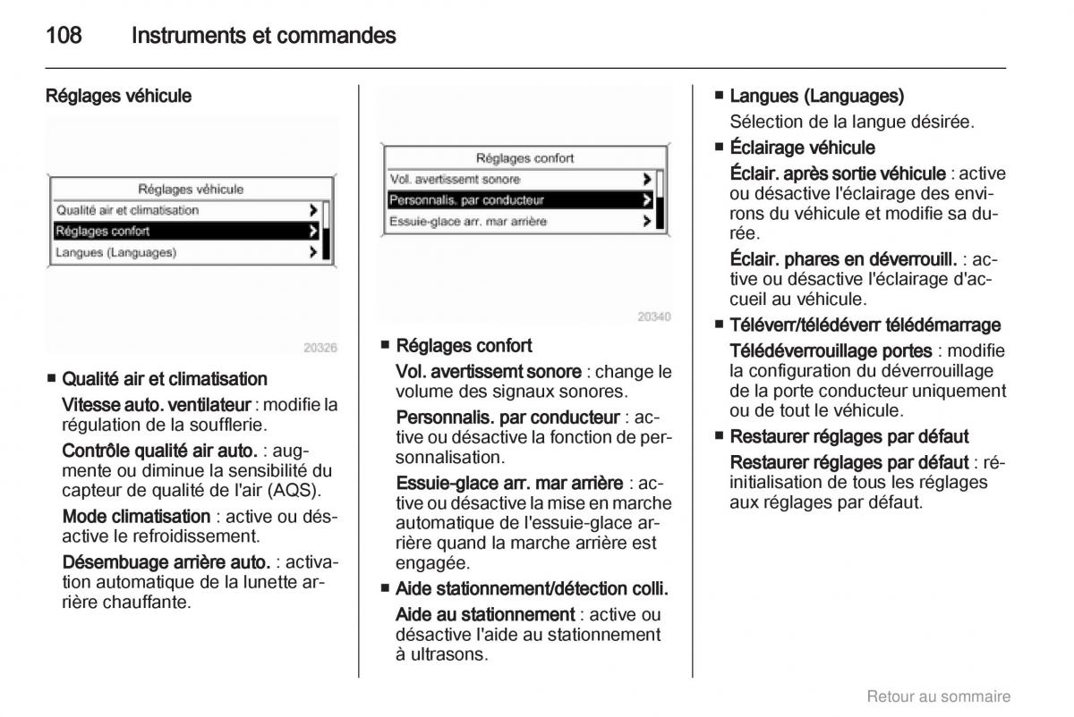 Opel Meriva B manuel du proprietaire / page 108