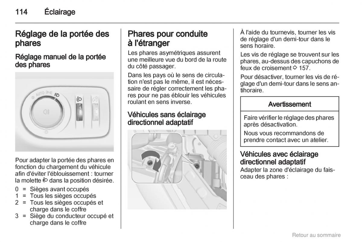 Opel Meriva B manuel du proprietaire / page 114