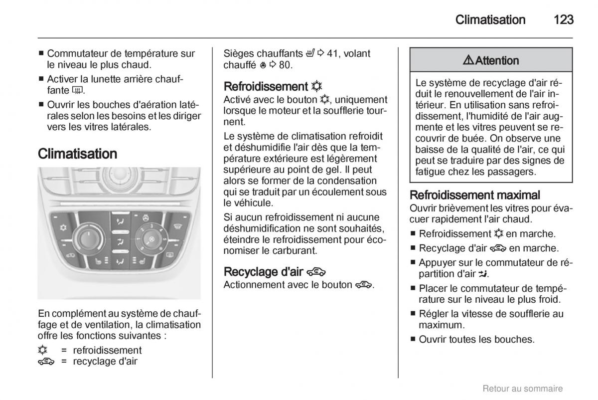 Opel Meriva B manuel du proprietaire / page 123