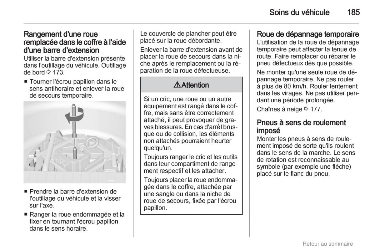 Opel Meriva B manuel du proprietaire / page 185