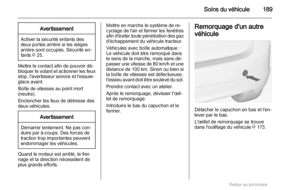 Opel Meriva B manuel du proprietaire / page 189