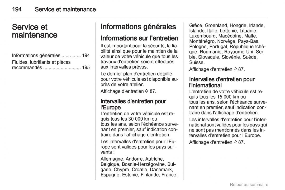 Opel Meriva B manuel du proprietaire / page 194