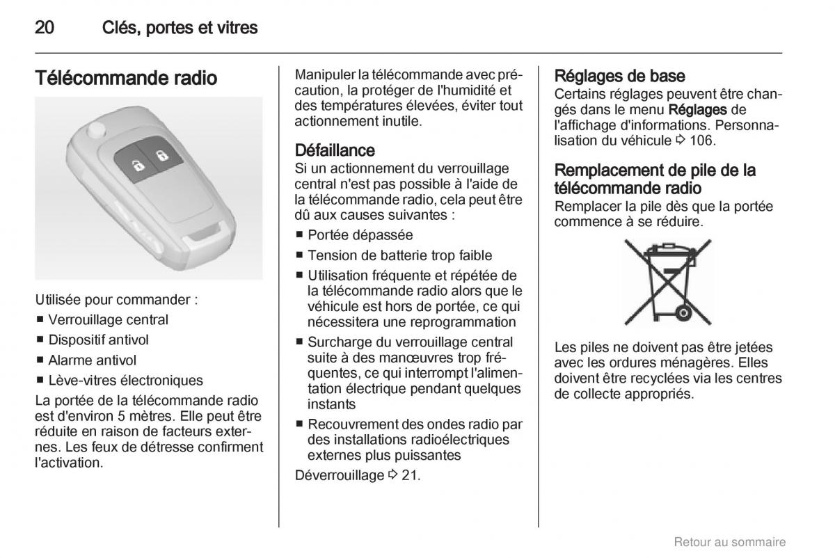 Opel Meriva B manuel du proprietaire / page 20