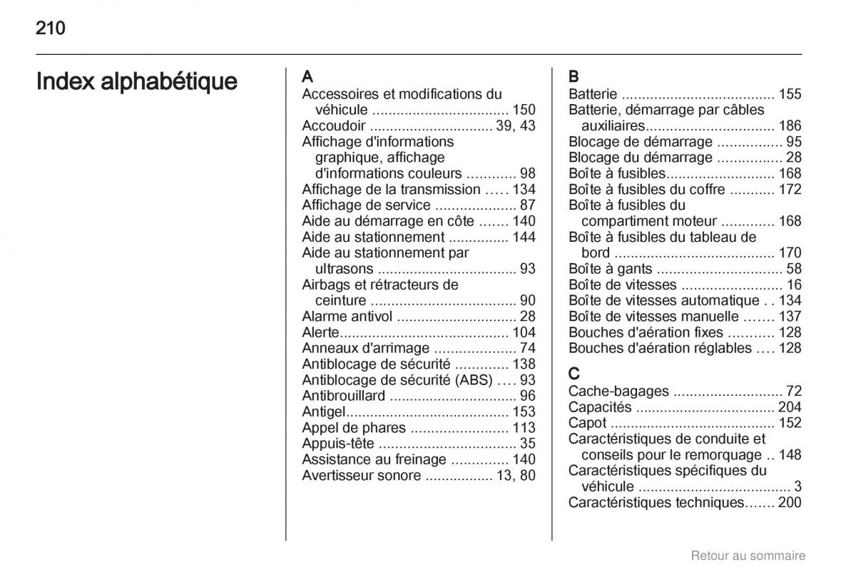 Opel Meriva B manuel du proprietaire / page 210