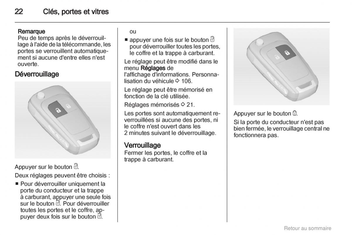 Opel Meriva B manuel du proprietaire / page 22