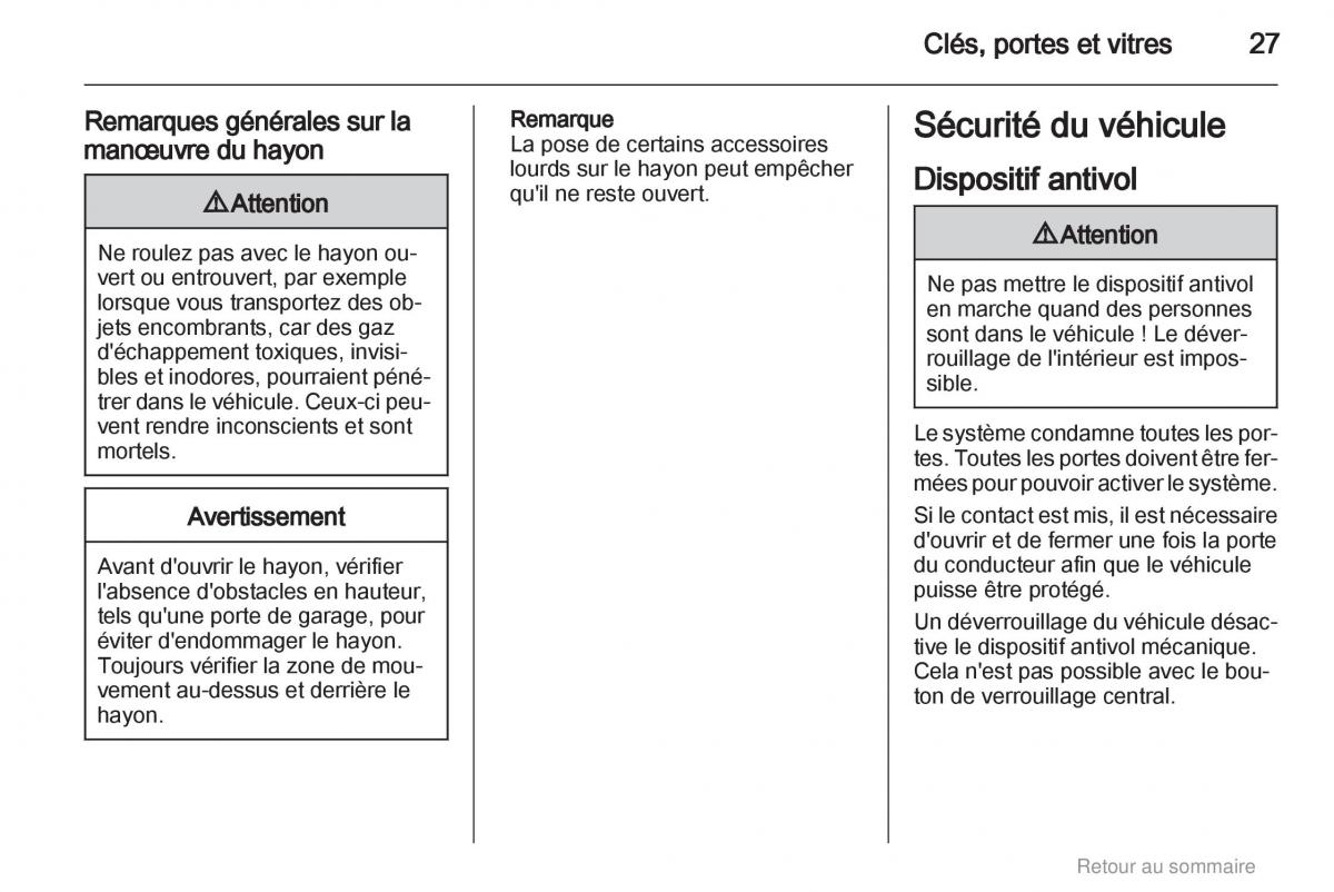 Opel Meriva B manuel du proprietaire / page 27