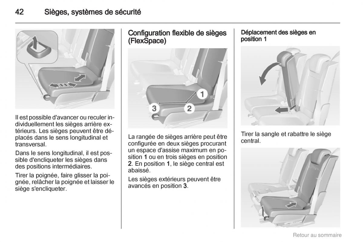 Opel Meriva B manuel du proprietaire / page 42