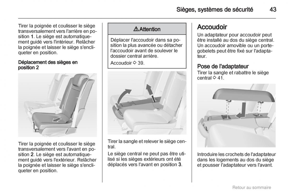 Opel Meriva B manuel du proprietaire / page 43