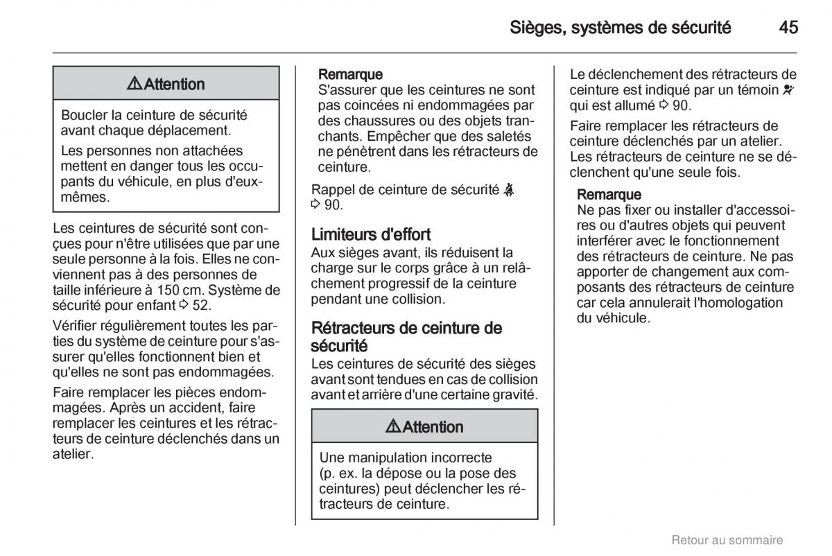 Opel Meriva B manuel du proprietaire / page 45