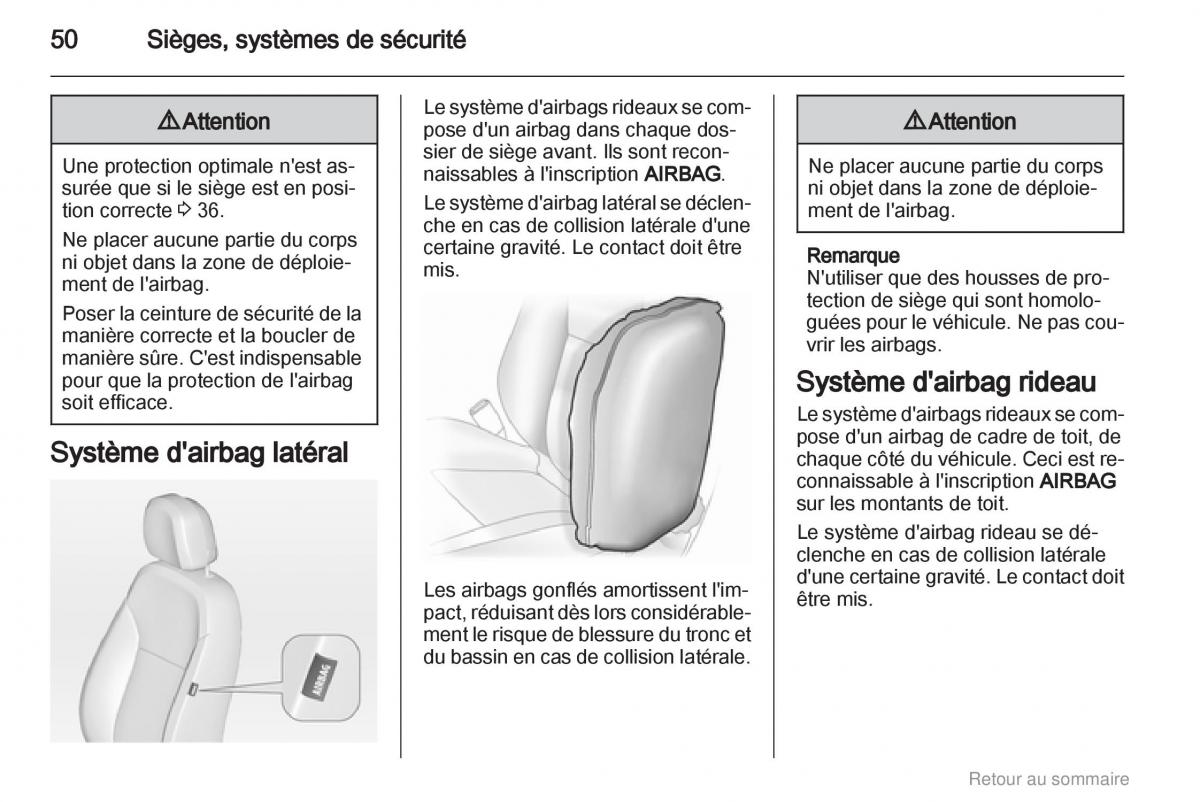 Opel Meriva B manuel du proprietaire / page 50