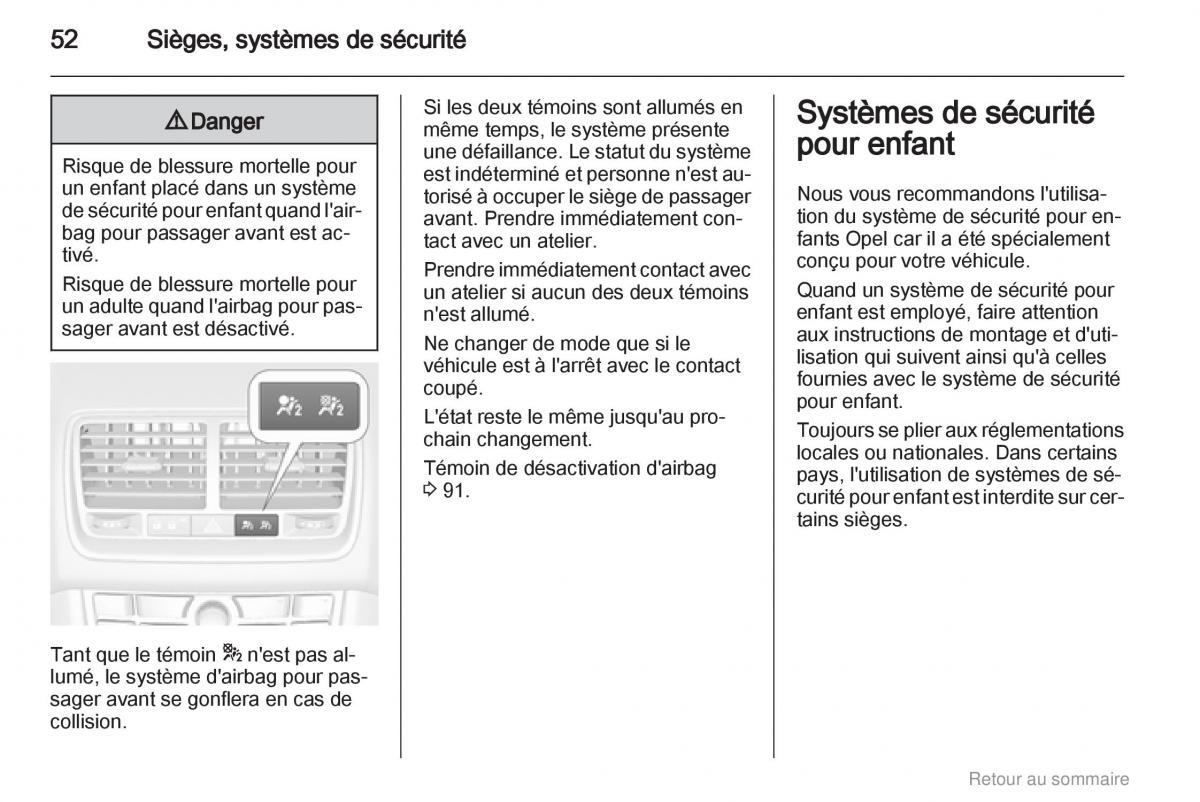 Opel Meriva B manuel du proprietaire / page 52