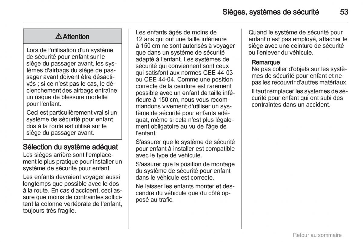 Opel Meriva B manuel du proprietaire / page 53